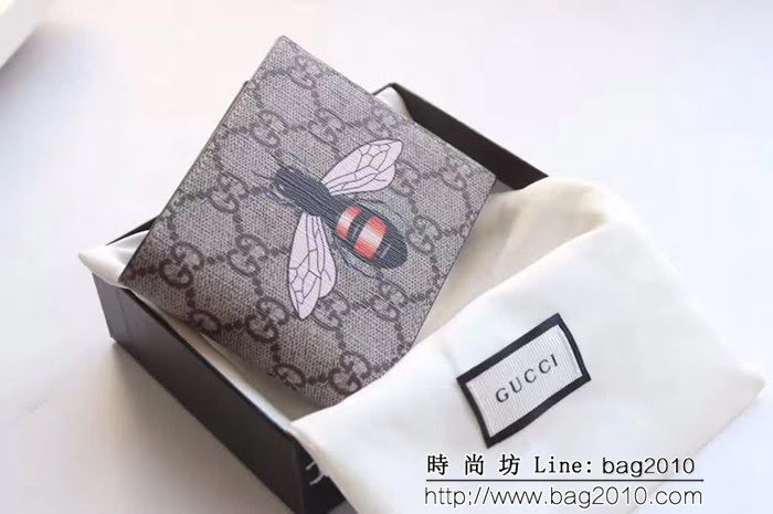 GUCCI古馳 經典款 G家蜜蜂圖案 雙折皮夾 138042 WTG1833